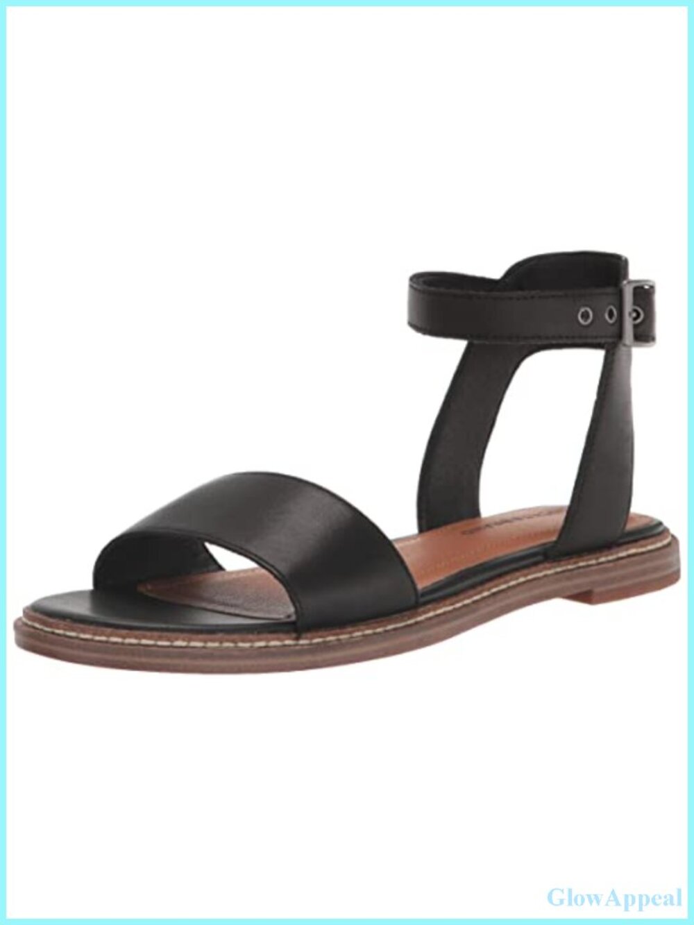 Kimaya Leather Flat Sandals Braided Strappy Ankle Strap Buckle Cushioned Footbed